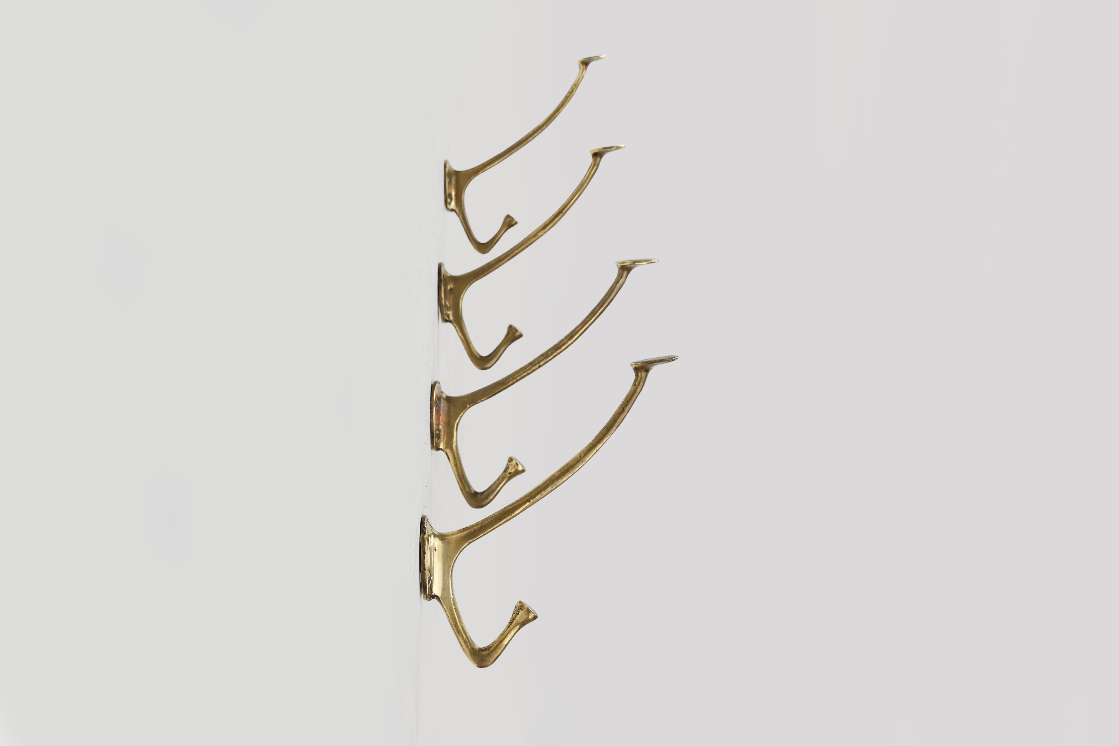 Set of 4 Adolf Loos brass art nouveau wall hooks, Vienna, Austria ca. 1910thumbnail